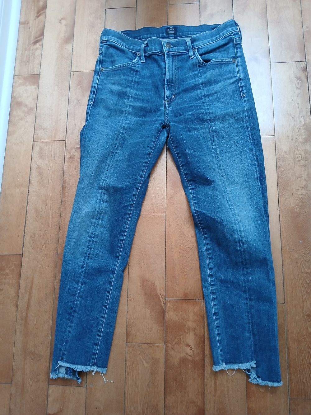 Citizens of Humanity Mid Wash Straight-Leg Jeans with Asymmetrical Hem